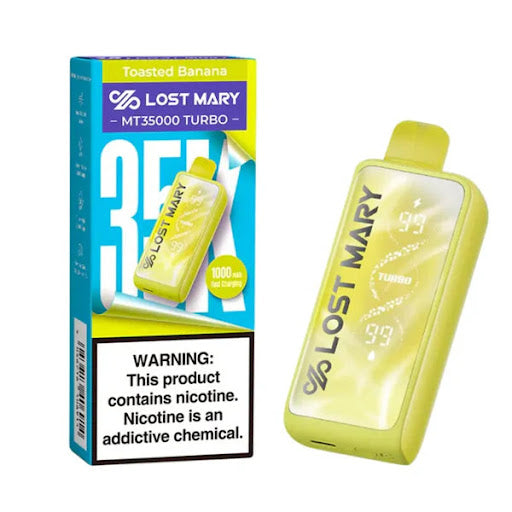 LOST MARY MT35K TURBO TOASTED BANANA 5% NIC RECHARGEABLE DISPOSABLE VAPE 35K PUFFS 5 COUNT BOX