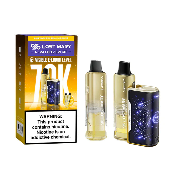 LOST MARY NERA FULLVIEW PINEAPPLE PASSION ORANGE 24ML 5% NIC DISPOSABLE VAPE KIT 70K PUFFS 5 COUNT BOX