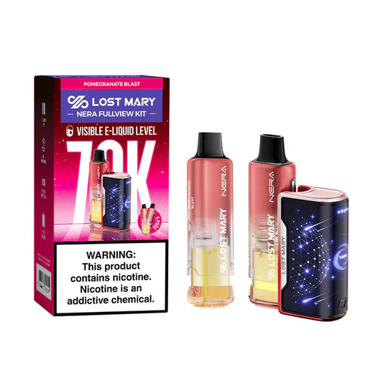 LOST MARY NERA FULLVIEW POMEGRANATE BLAST 24ML 5% NIC DISPOSABLE VAPE KIT 70K PUFFS 5 COUNT BOX