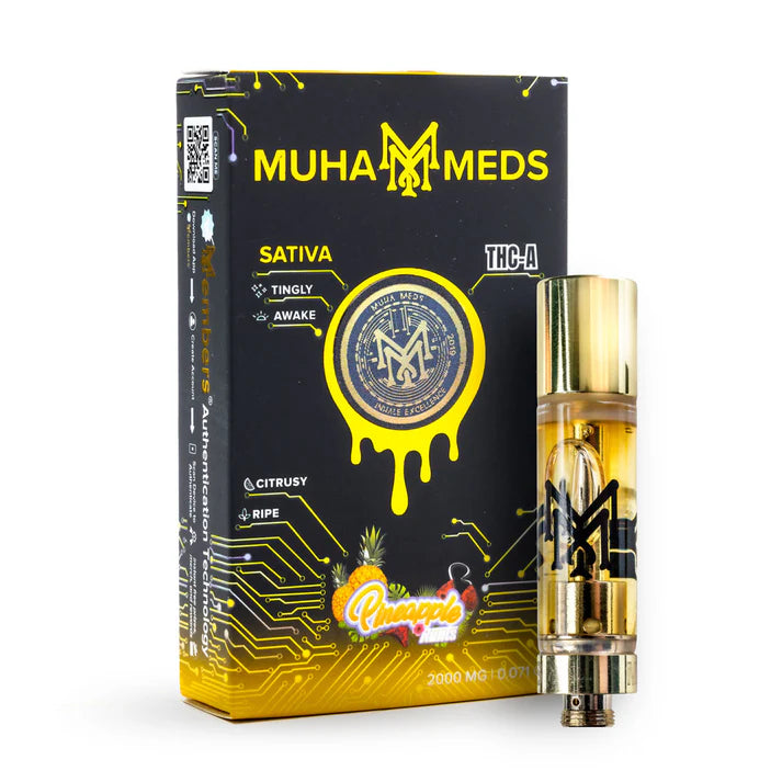 MUHA MEDS THCA ⁠PINEAPPLE RUNTZ VAPE CARTRIDGE 2GM 5COUNT BOX
