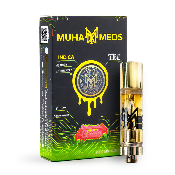 MUHA MEDS THCA ⁠WATERMELON GELATO VAPE CARTRIDGE 2GM 5COUNT BOX