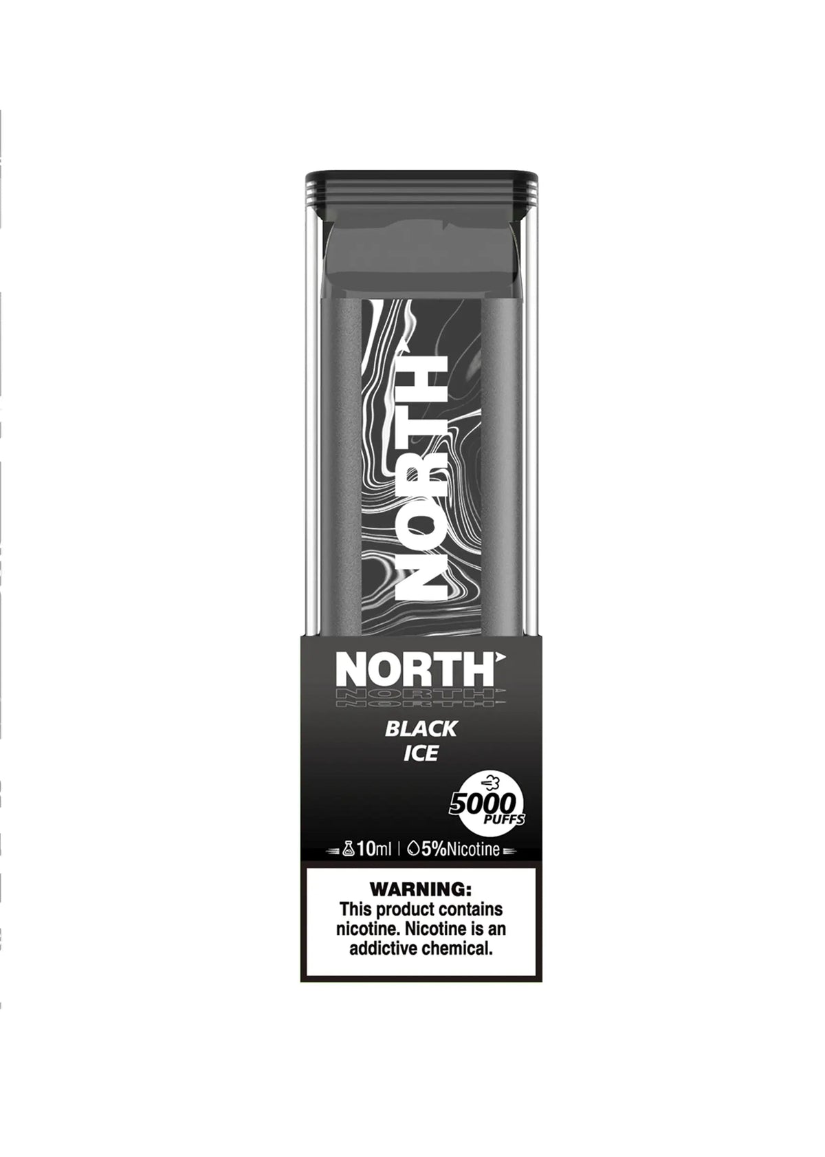 NORTH BLACK ICE 10ML 5% NIC RECHEARGEABLE DISPOIABLE VAPE 5000 PUFFS 10 COUNT BOX