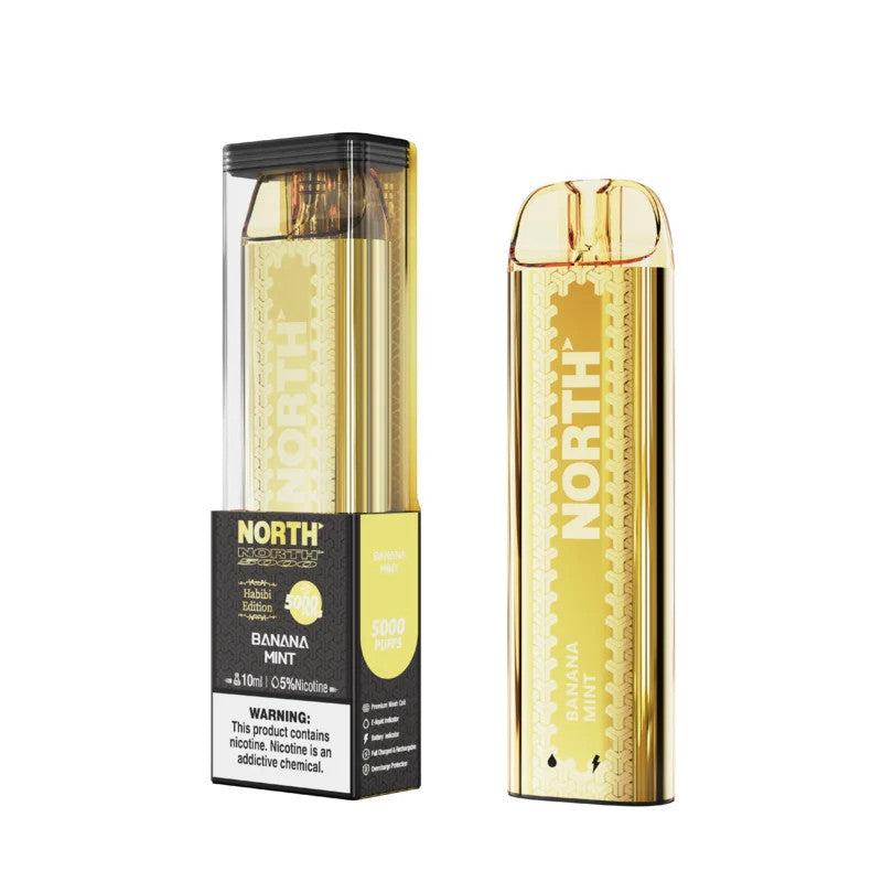NORTH HABIBI EDITION BANANA MINT 10ML 5% NIC RECHEARGEABLE DISPOIABLE VAPE 5000 PUFFS