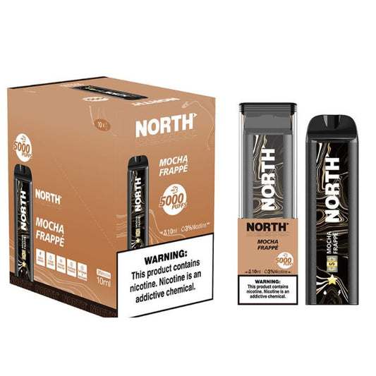 NORTH MOCHA FRAPPE 10ML 3% NIC RECHEARGEABLE DISPOIABLE VAPE 5000 PUFFS 10 COUNT BOX