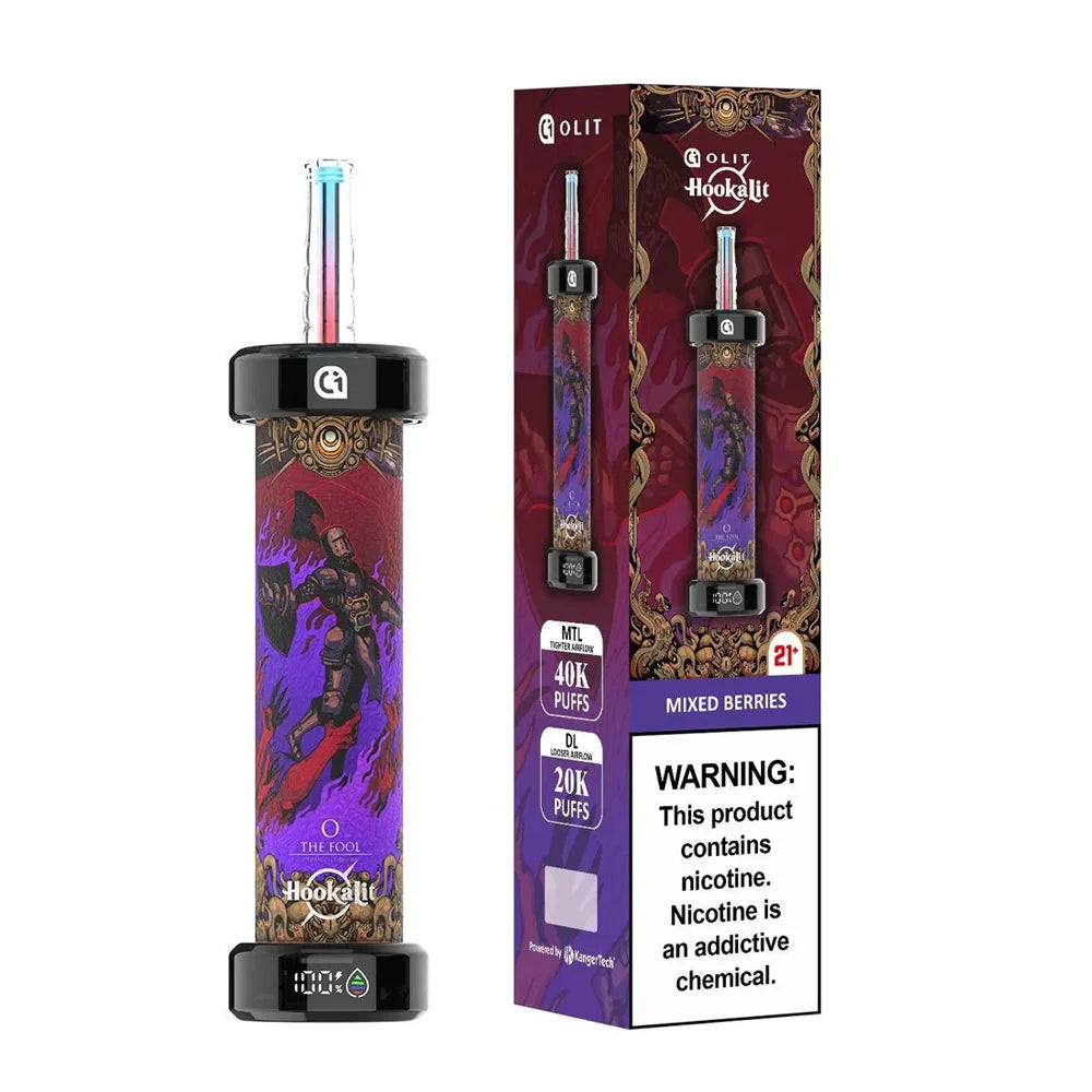 OLIT HOOKALIT MIXED BERRIES 40ML E-LIQUID RECHARGEABLE DISPOSABLE VAPE 40K PUFFS 5 COUNT BOX