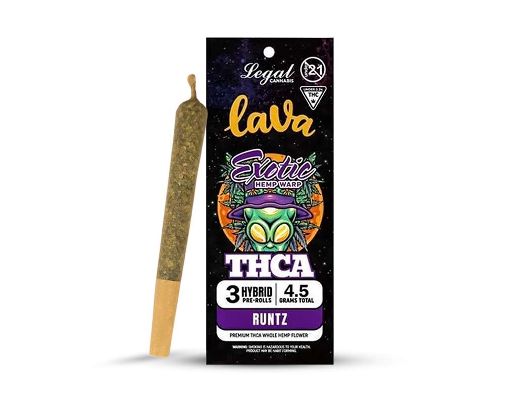 LAVA EXOTICS HHC 3CT PREROLLS 4.5GM-RUNTZ