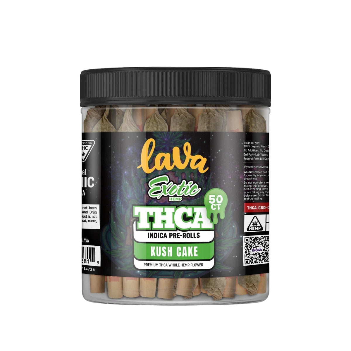 LAVA THCA 50CT EXOTIC PRE ROLL-KUSH CAKE