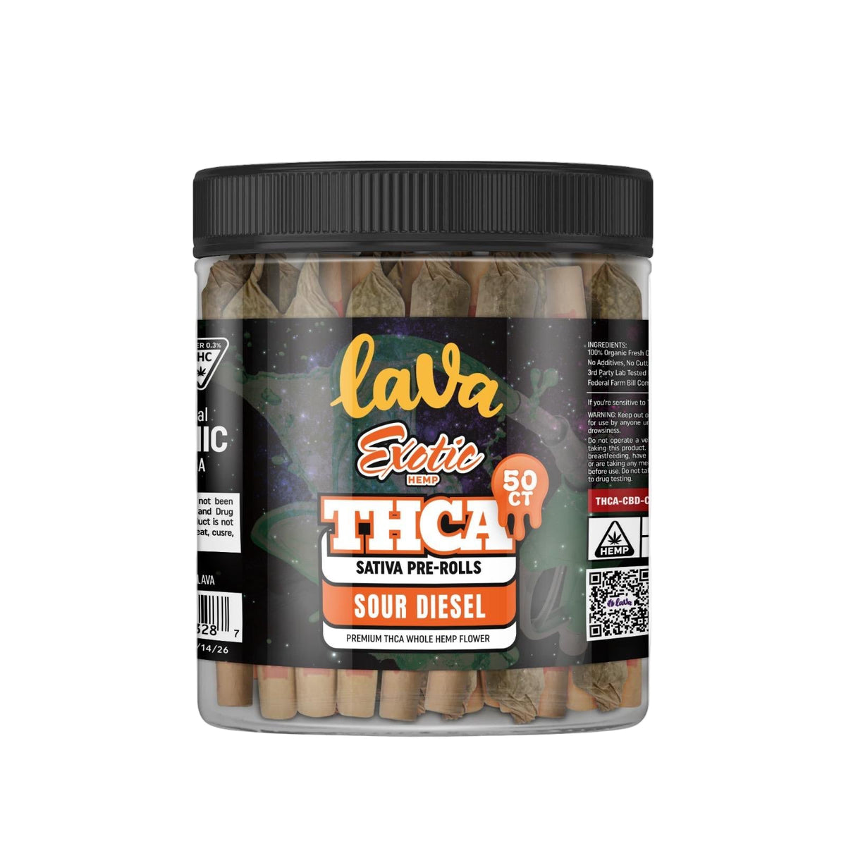 LAVA THCA 50CT EXOTIC PRE ROLL-SOUR DIESEL