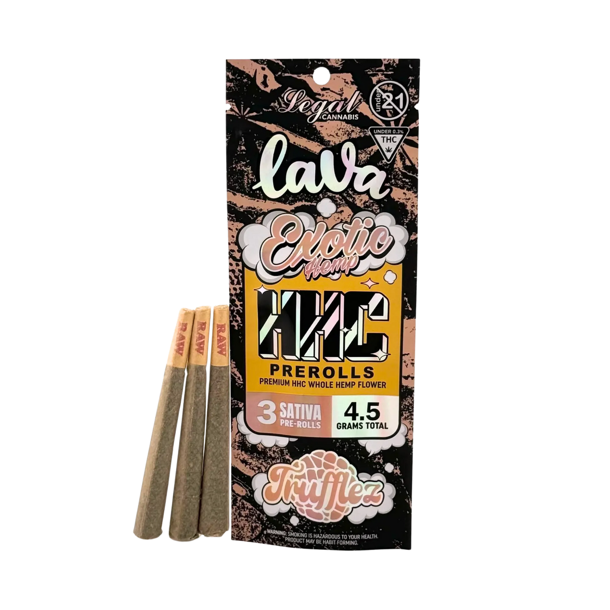 LAVA EXOTICS HHC 3CT PREROLLS 4.5GM-TURFFLEZ
