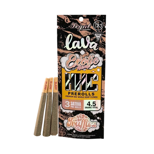 LAVA EXOTICS HHC 3CT PREROLLS 4.5GM-TURFFLEZ