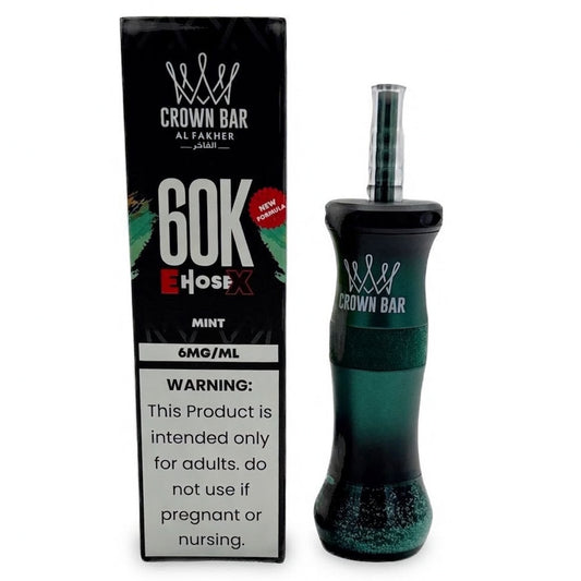 CROWN BAR AL FAKHER MINT E-HOSE X DISPOSABLE 60K PUFFS 5 COUNT BOX