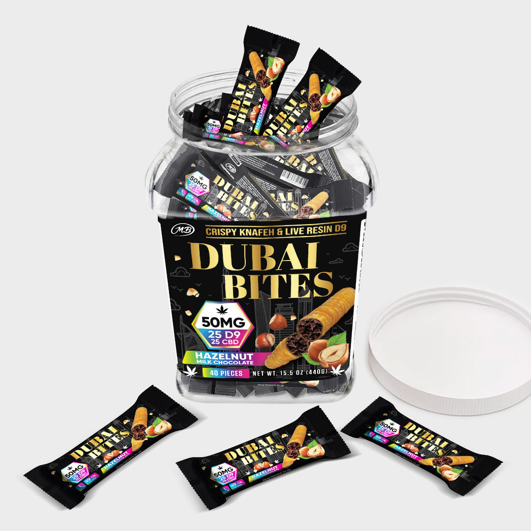 DUBAI BITES DELTA 9 50MG 40CT - -HAZELNUT MILK CHOCOLATE