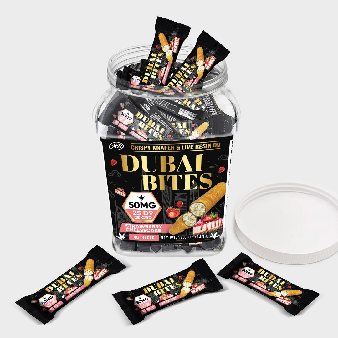 DUBAI BITES DELTA 9 50MG 40CT - -STRAWBERRY CHEESECAKE