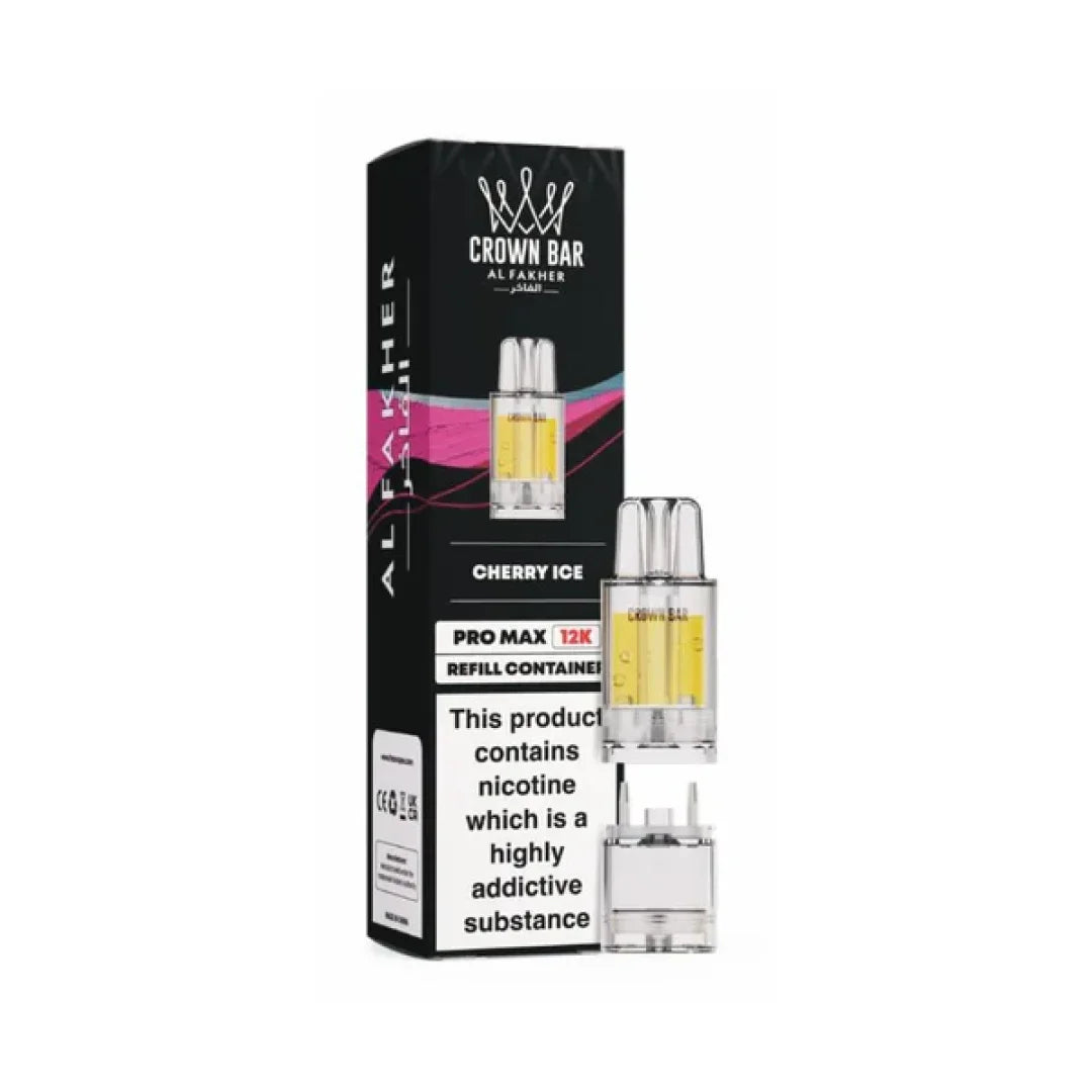CROWN BAR AL FAKHER PRO MAX CHERRY ICE PREFILLED POD 12K PUFFS 5 COUNT PACK