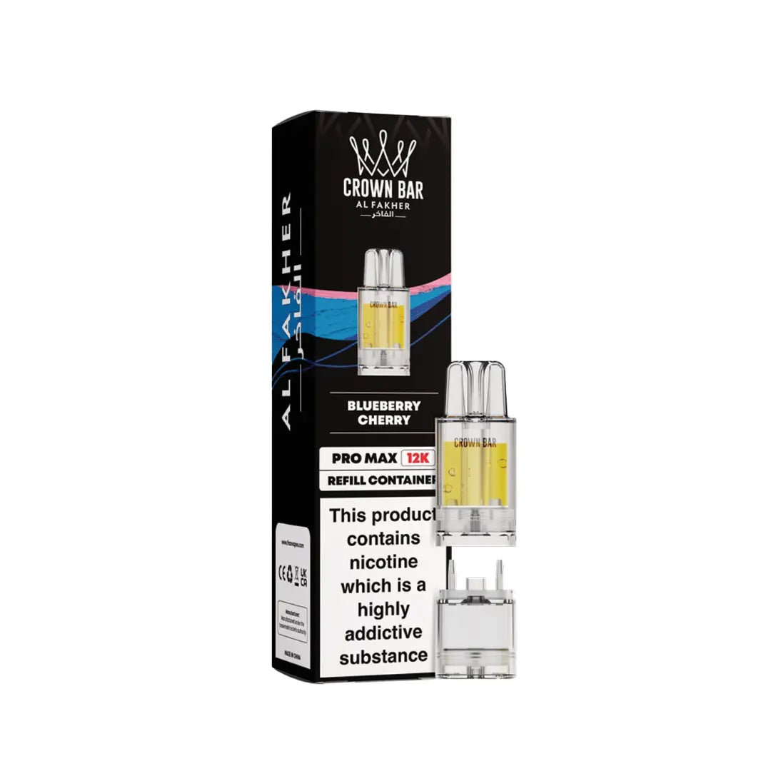 CROWN BAR AL FAKHER PRO BLUEBERRY CHERRY PREFILLED POD 12K PUFFS 5 COUNT PACK