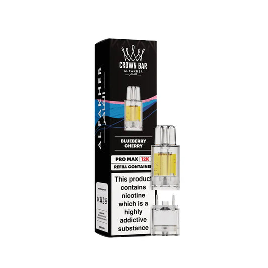 CROWN BAR AL FAKHER PRO BLUEBERRY CHERRY PREFILLED POD 12K PUFFS 5 COUNT PACK