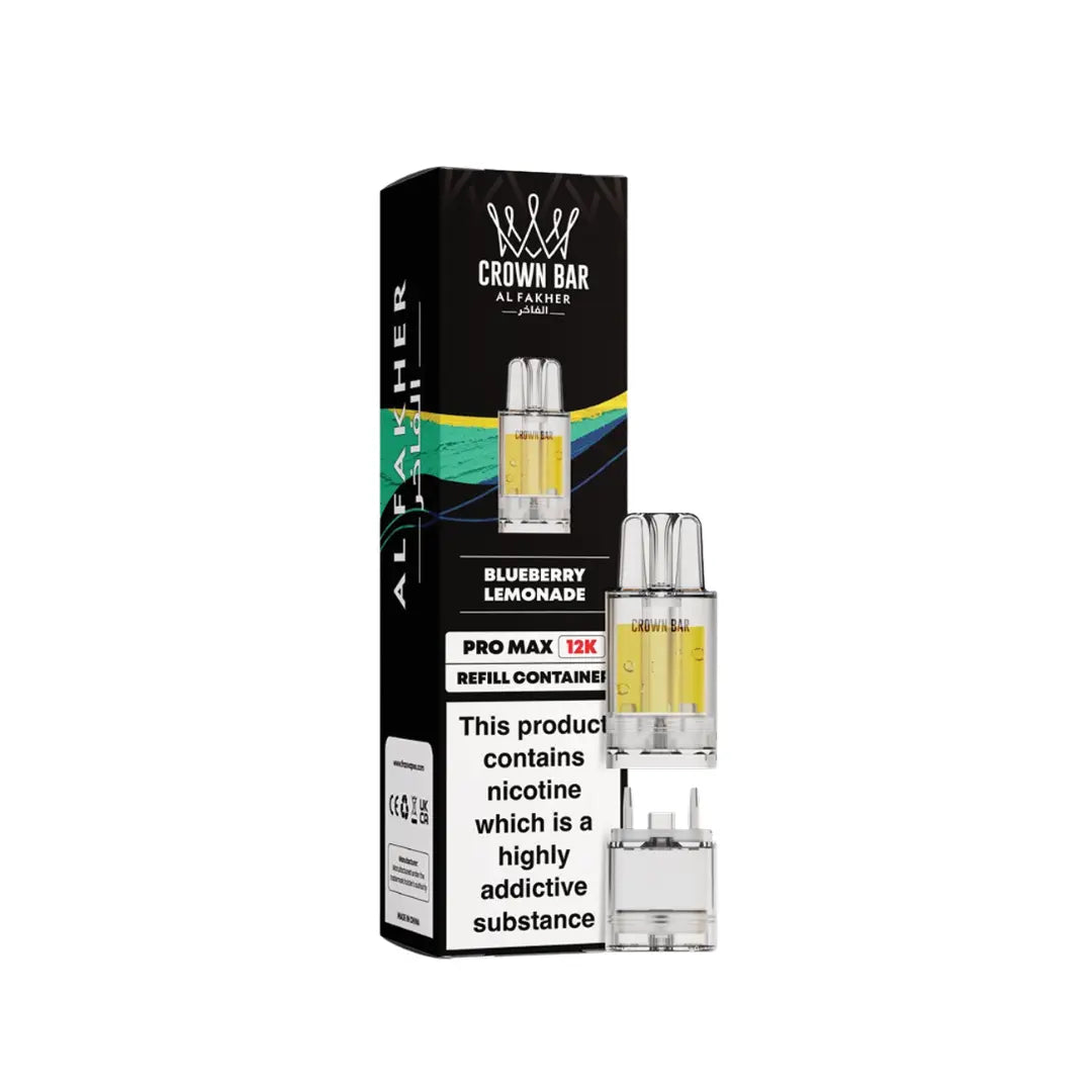 CROWN BAR AL FAKHER PRO BLUEBERRY LEMONADE PREFILLED POD 12K PUFFS 5 COUNT PACK