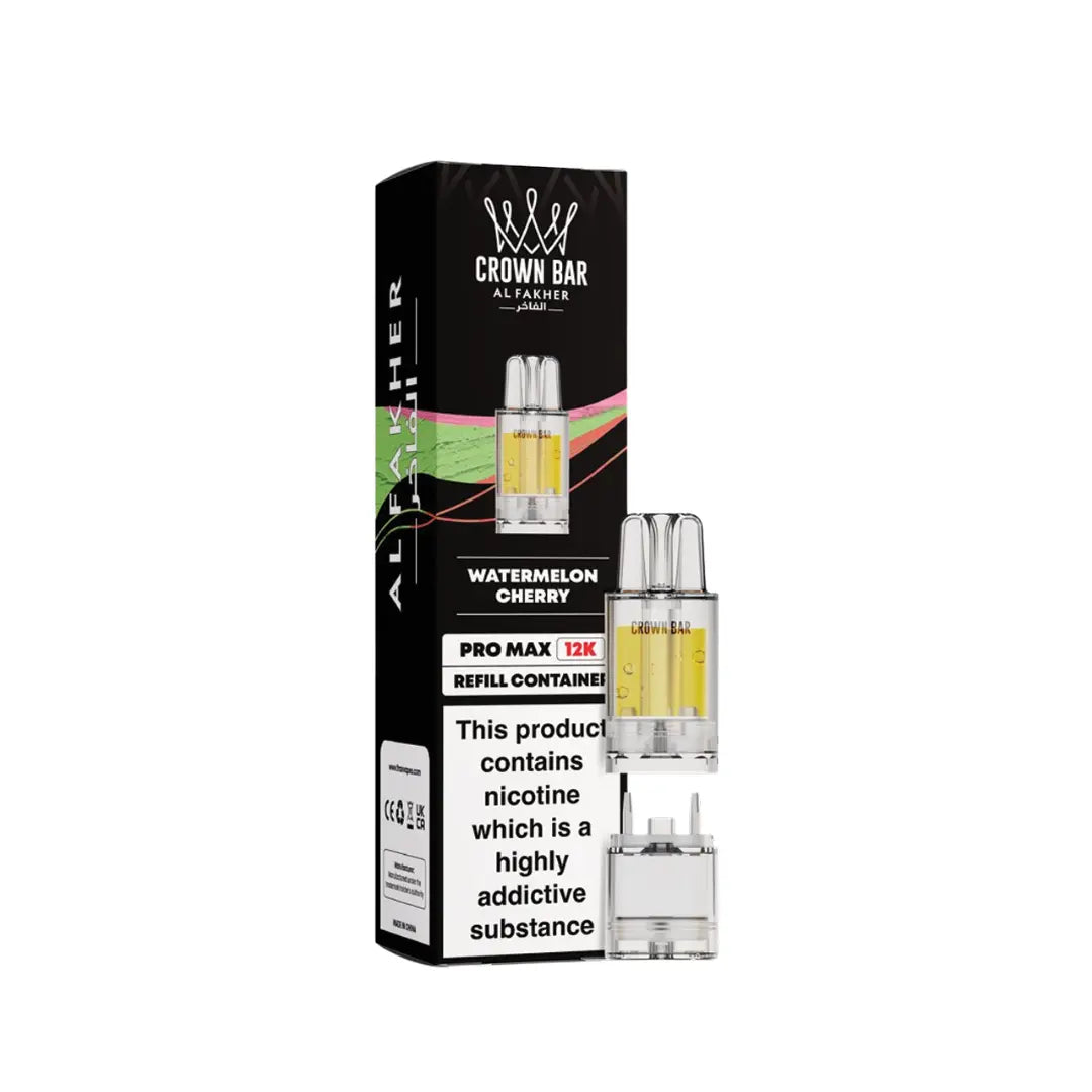 CROWN BAR AL FAKHER PRO MAX WATERMELON CHERRY  PREFILLED POD 12K PUFFS 5 COUNT PACK