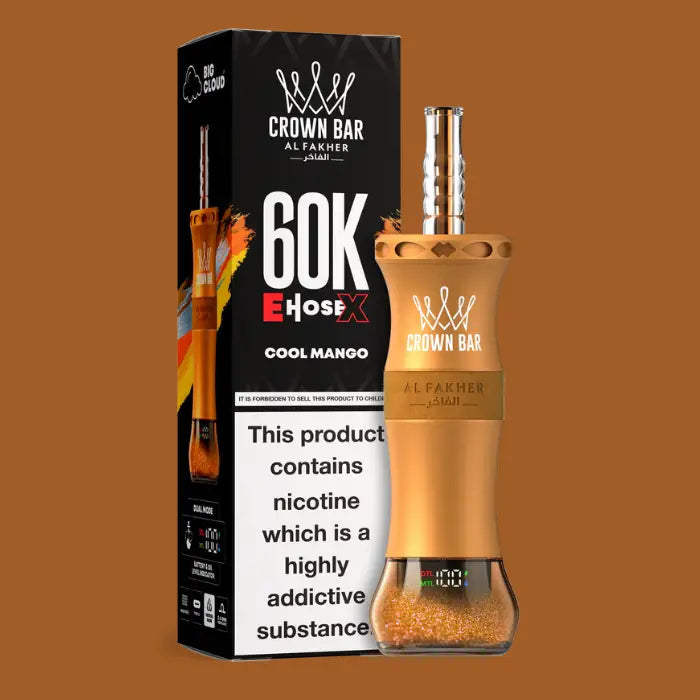CROWN BAR AL FAKHER COOL MANGO E-HOSE X DISPOSABLE 60K PUFFS 5 COUNT BOX