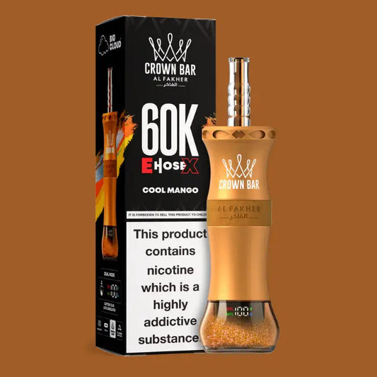 CROWN BAR AL FAKHER COOL MANGO E-HOSE X DISPOSABLE 60K PUFFS 5 COUNT BOX