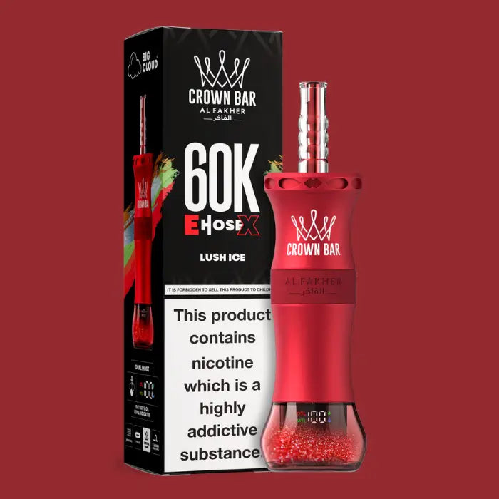 CROWN BAR AL FAKHER LUSH ICE E-HOSE X DISPOSABLE 60K PUFFS 5 COUNT BOX
