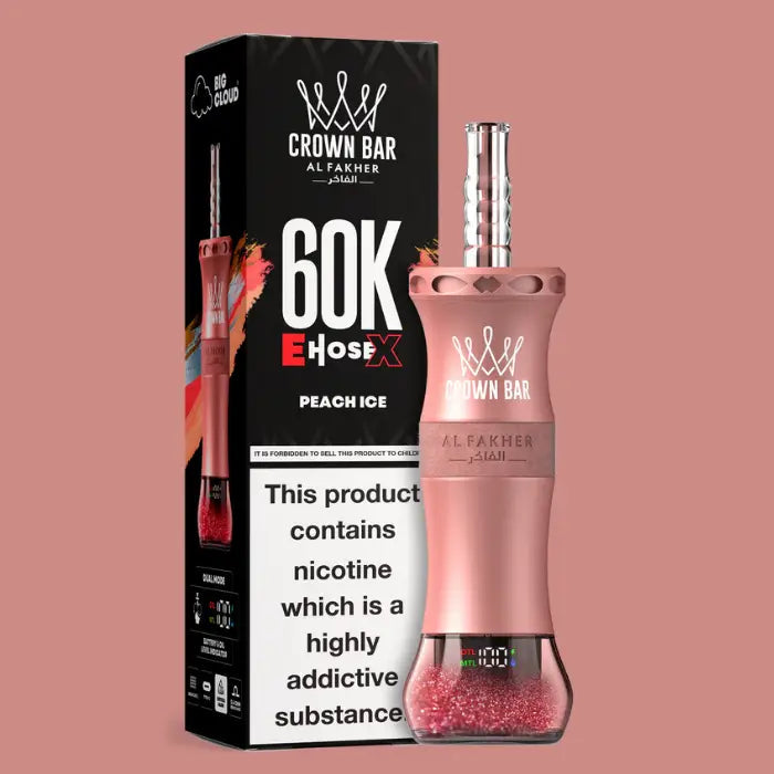 CROWN BAR AL FAKHER PEACH ICE E-HOSE X DISPOSABLE 60K PUFFS 5 COUNT BOX