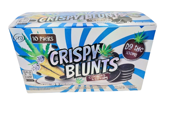 CRISPY BLUNTZ DELTA 9 THC 100MG 2CT 10PK - -COOKIES AND CREAM