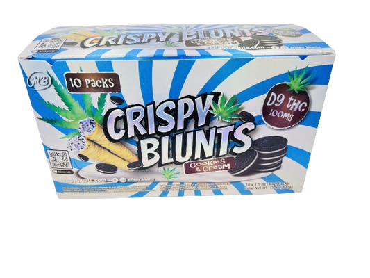 CRISPY BLUNTZ DELTA 9 THC 100MG 2CT 10PK - -COOKIES AND CREAM