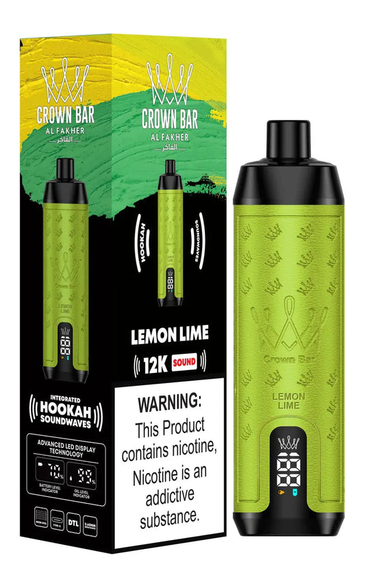 CROWN BAR AL FAKHER LEMON LIME 20ML E-LIQUID 5% NIC RECHARGEABLE DISPOSABLE VAPE 12K PUFFS