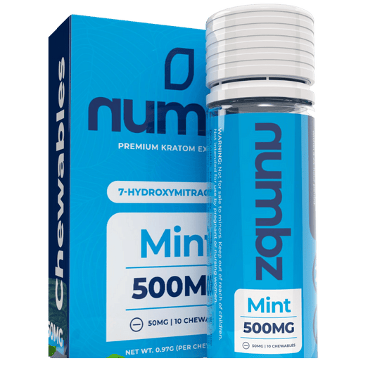 NUMBZ 7 HYDROXY MINT KRATOM LEAF EXTRACT 50MG 10 TABLETS BOTTLE 500MG
