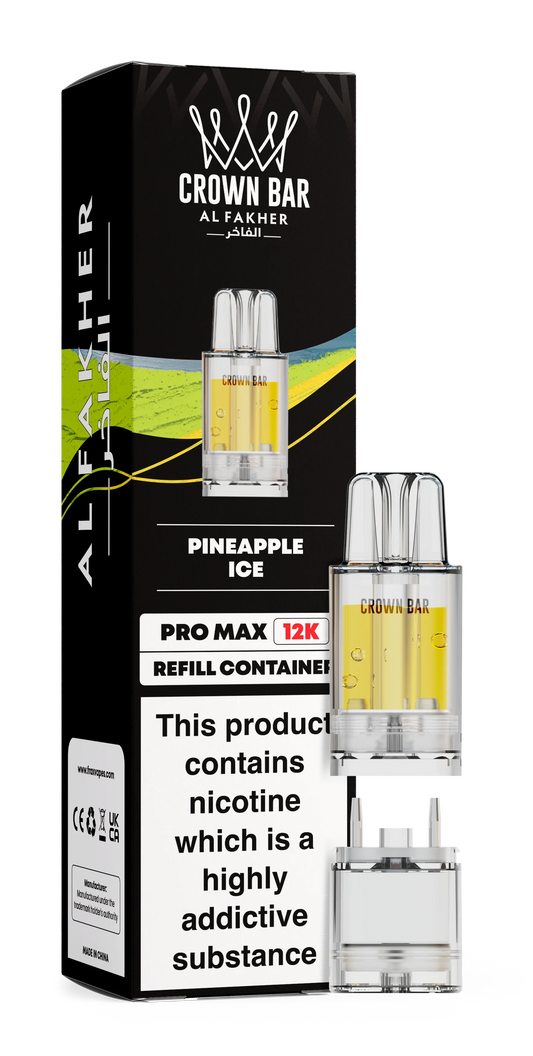 CROWN BAR AL FAKHER PRO MAX PINEAPPLE KIWI PREFILLED POD 12K PUFFS 5 COUNT PACK