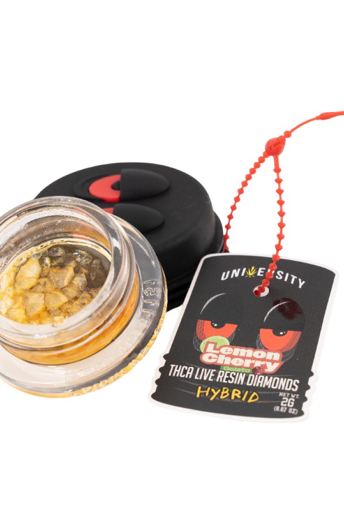 UNIVERSITY THCA DIAMOND LEMON CHERRY GELATO 2GM JAR