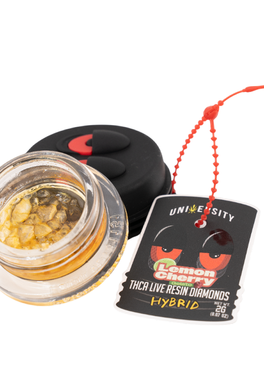UNIVERSITY THCA DIAMOND LEMON CHERRY GELATO 2GM JAR